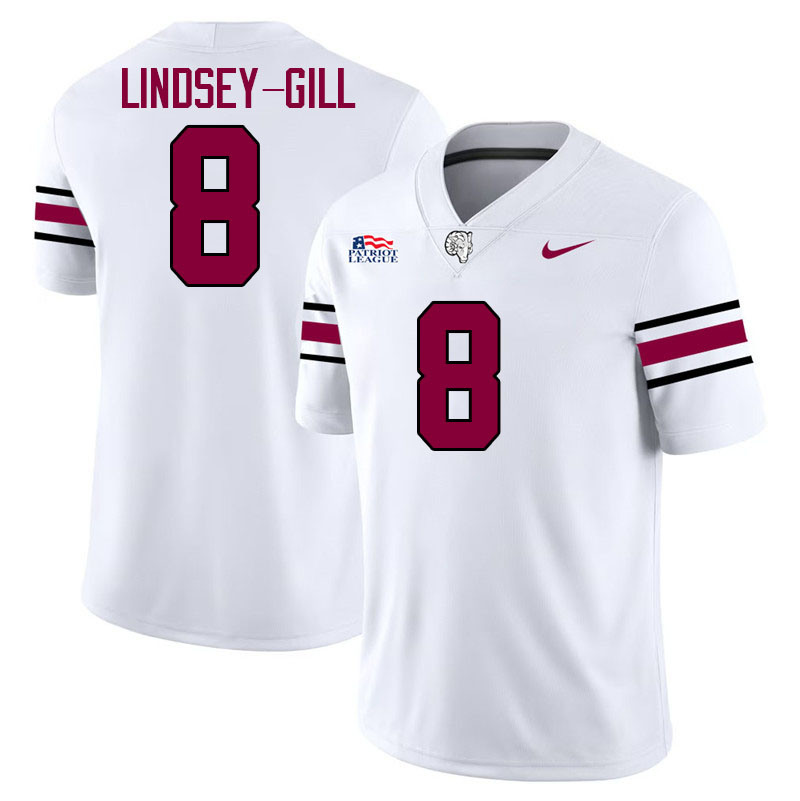 Fordham Rams #8 Nate Lindsey-Gill College Football Jerseys,Uniforms-White